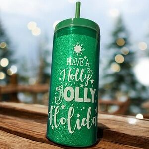 Green Glitter Holiday Tumbler